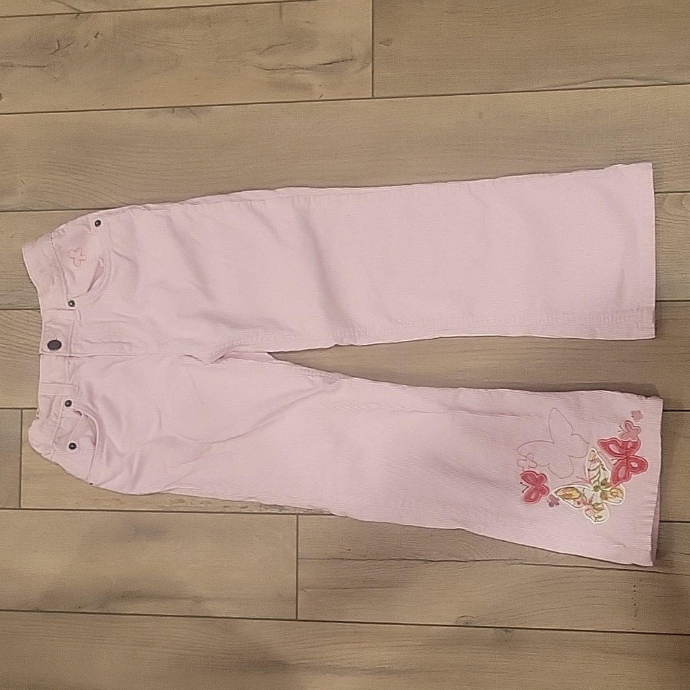 Lands End Pink Corduroy Pants with Butterfly Accent - Size 8
